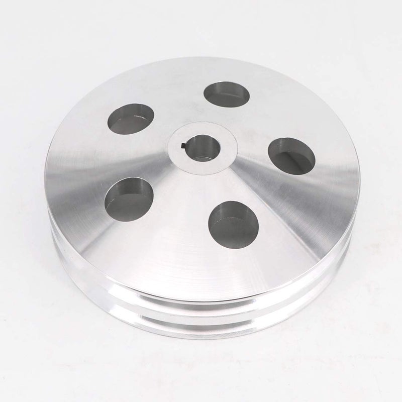 KIPA Aluminium Double groove Power Steering Pump Pulley For Chevy SBC BBC With key-way power steering units through 1984 with a 5/8" Shaft Satin Aluminium Finish Durable 2-Groove 8848-1 - Image 5